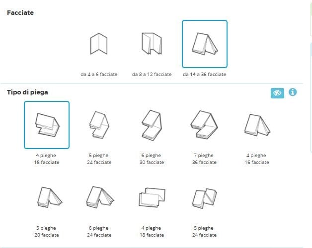 Come fare un depliant: le pieghe L’interfaccia per creare un depliant online su Pixartprinting