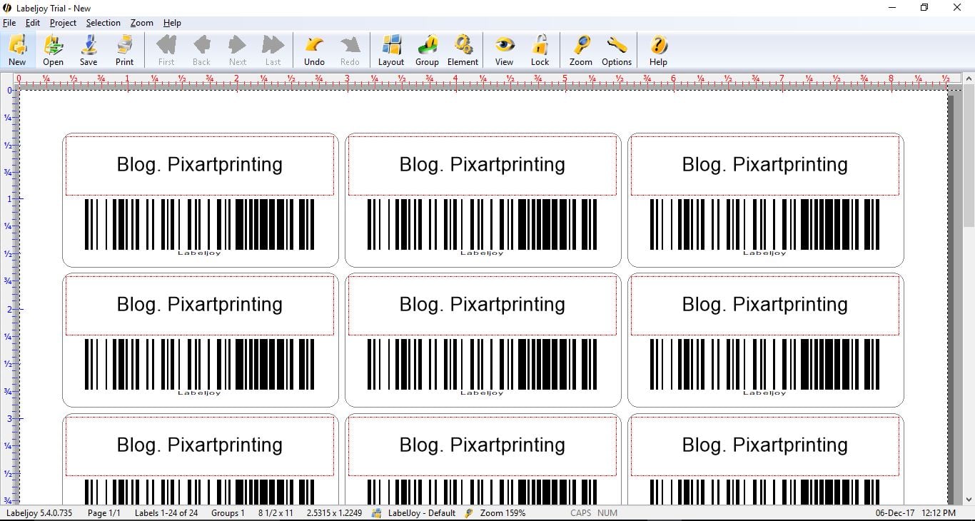 ”Schermata del programma per etichette Labeljoy”