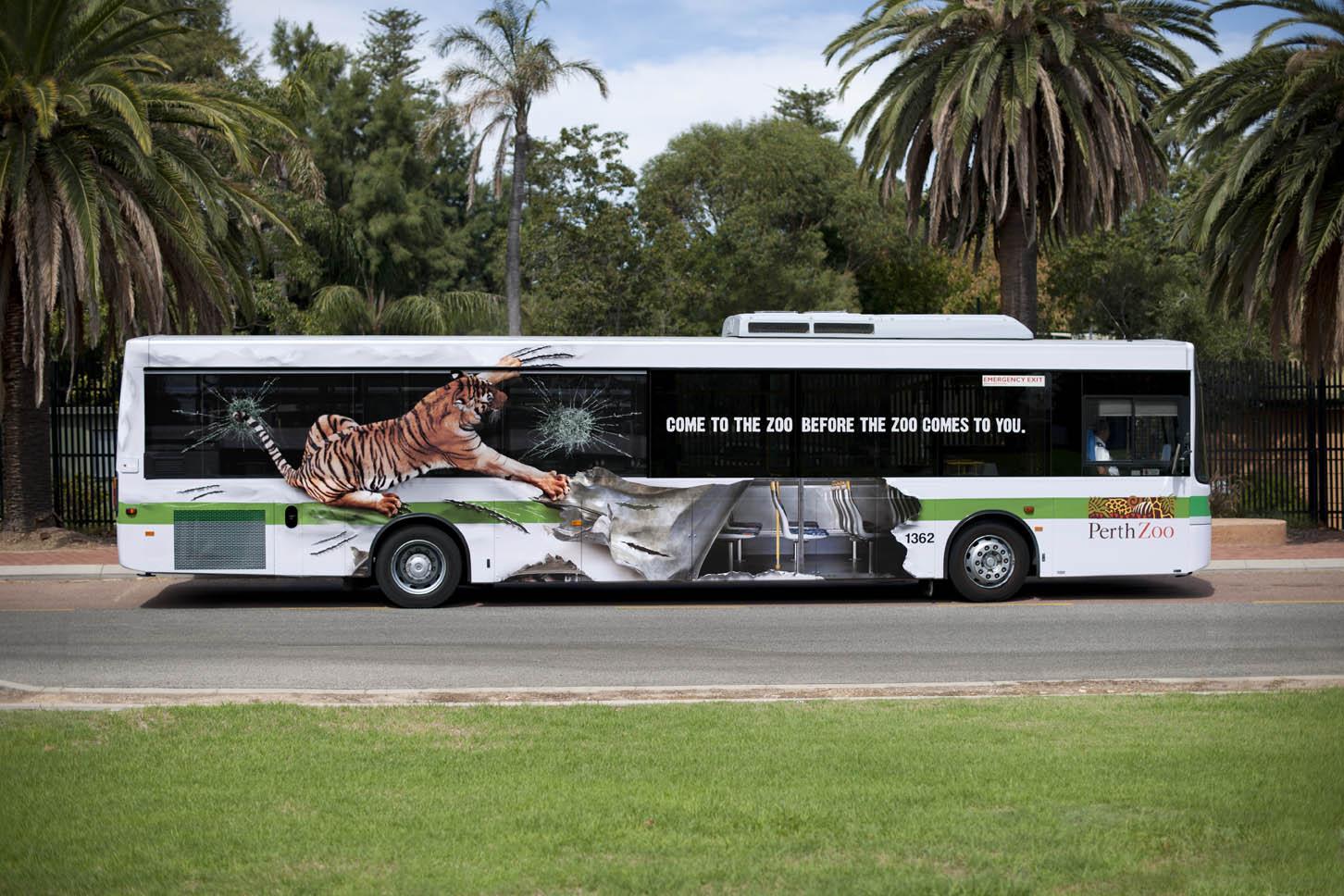 Publicidad exterior: adhesivos para autobuses Campagne zoo de Perth