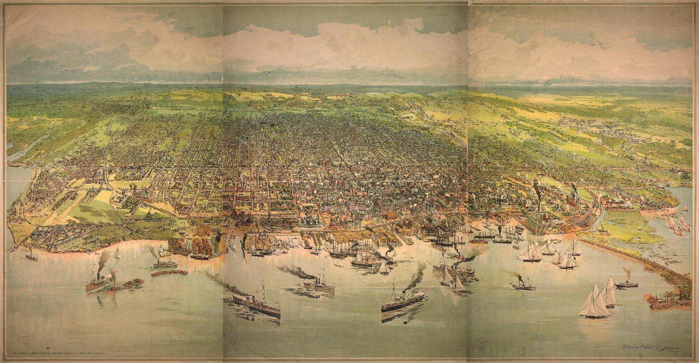 La ville de Toronto dans une chromolithographie de la fin du XIXe siècle [Image : domaine public]