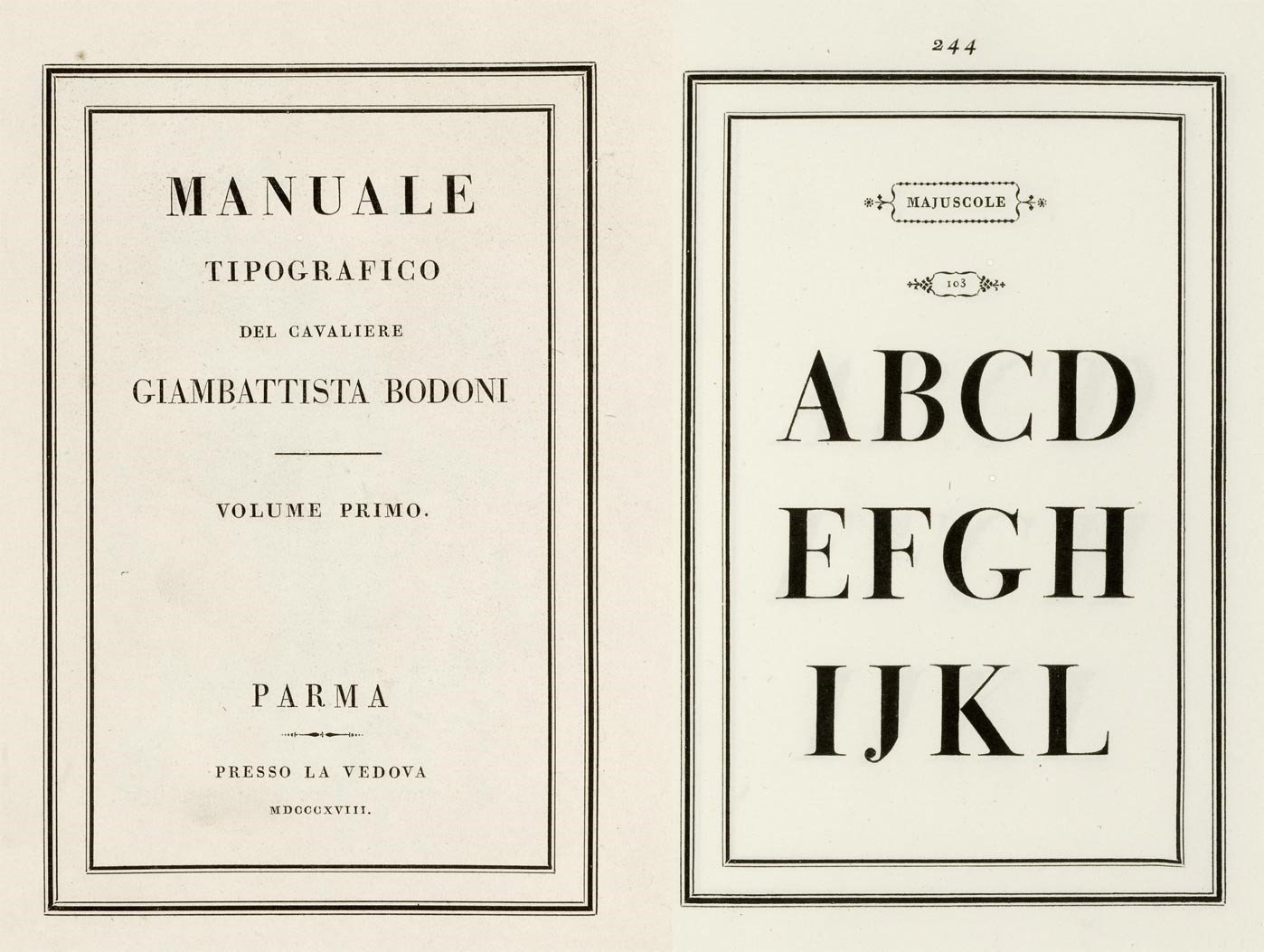 "Manuel typographique" de Giambattista Bodoni [image : domaine public]