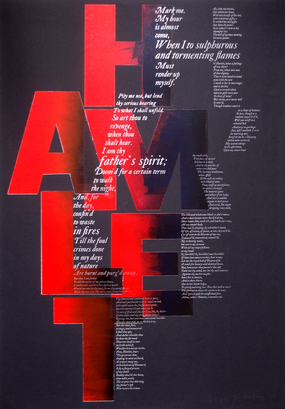 Letterpress example by Alan Kitching, Hamlet. 2001