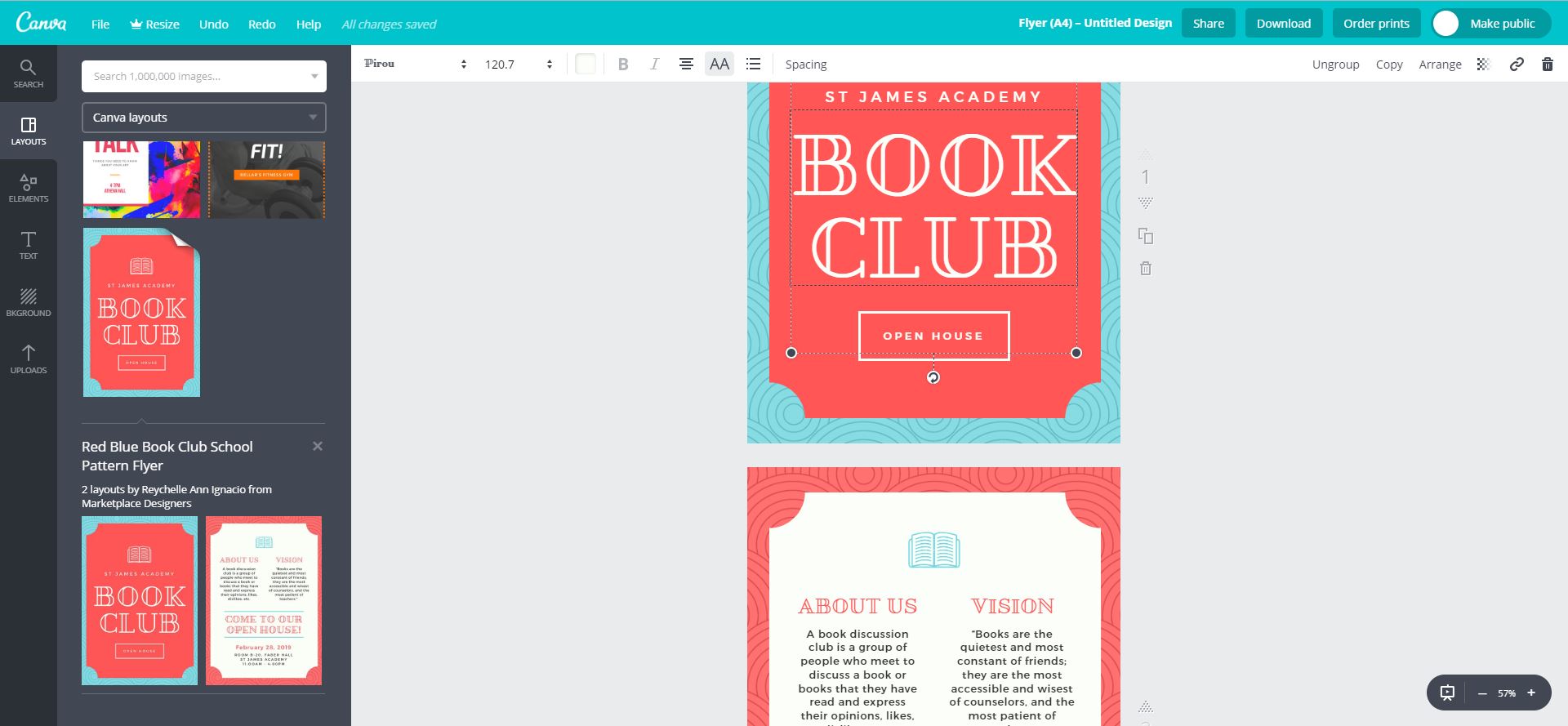 Screenshot of promotional flyers on Canva