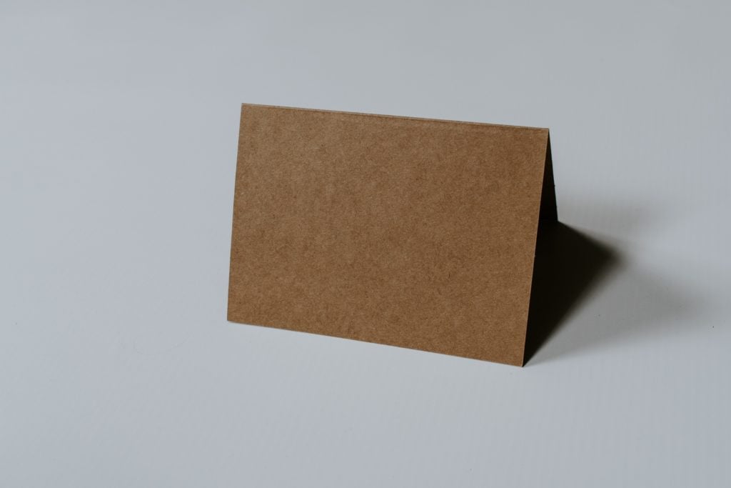 A card made from recycled paper