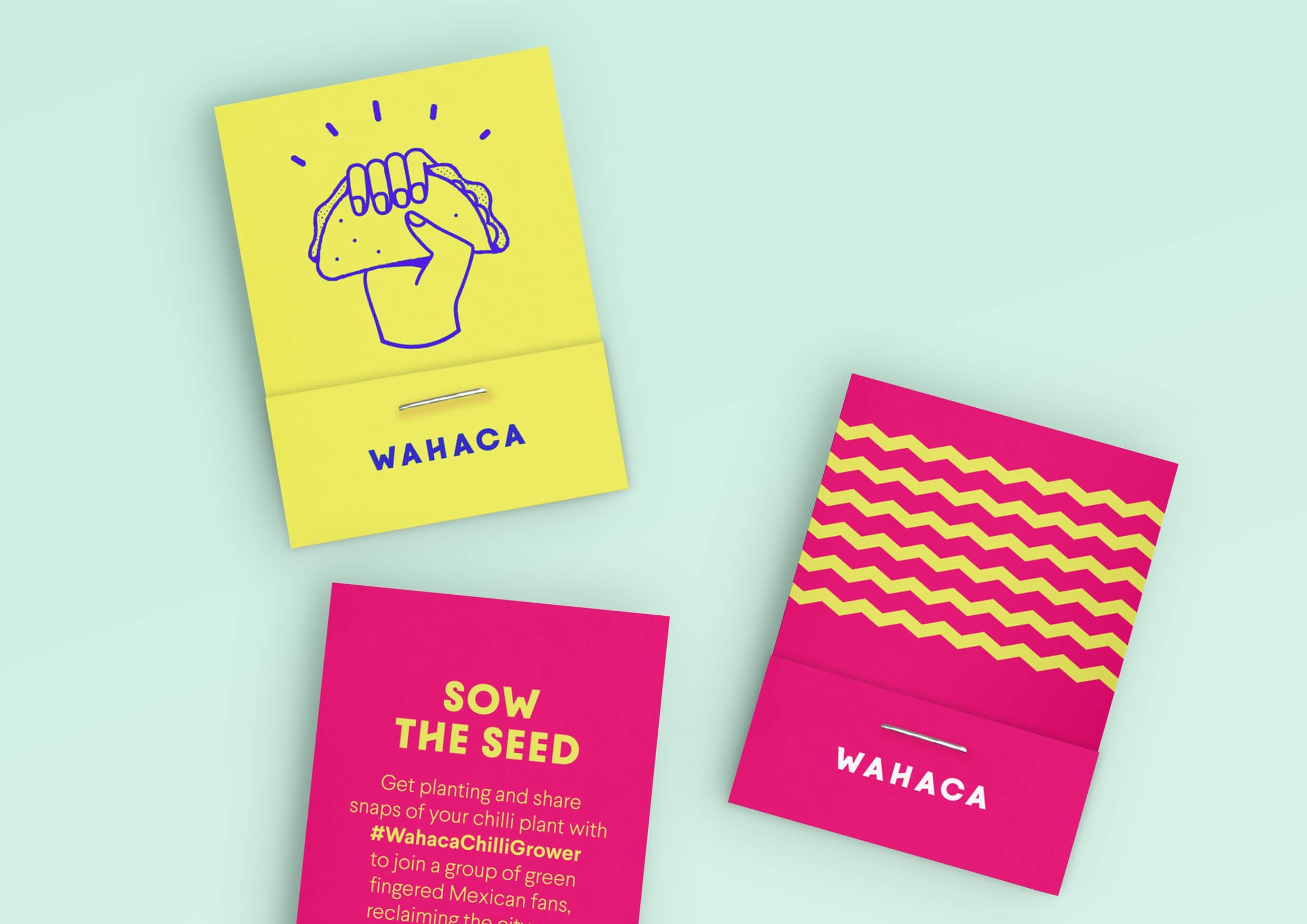 Immagini tratte dalla brand identity aziendale di Wahaca. Tutti i diritti sono esclusiva proprietà di Wahaca. Immagini tratte dalla brand identity aziendale di Wahaca. Tutti i diritti sono esclusiva proprietà di Wahaca.