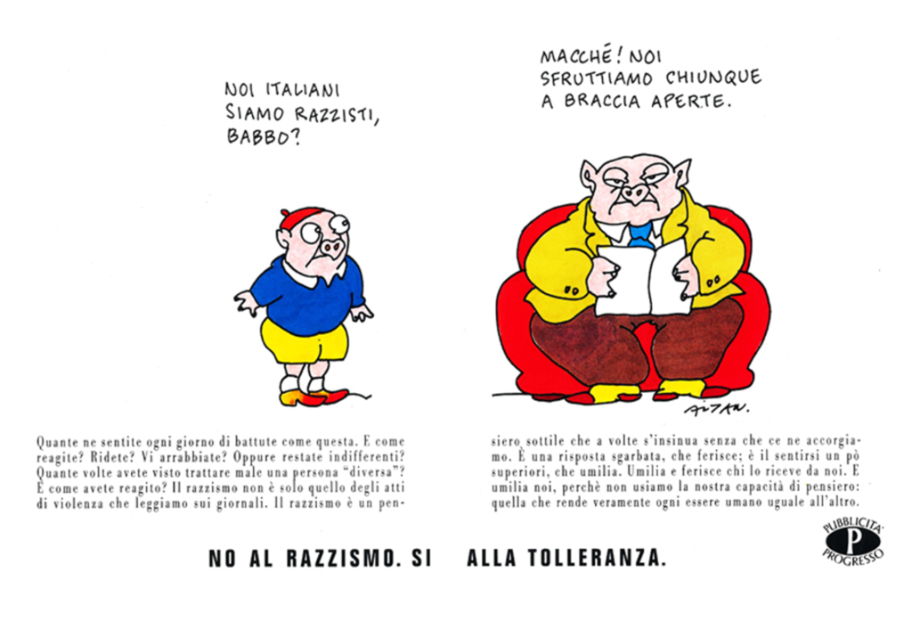 gnette d'Altan pour la campagne "No al razzismo"