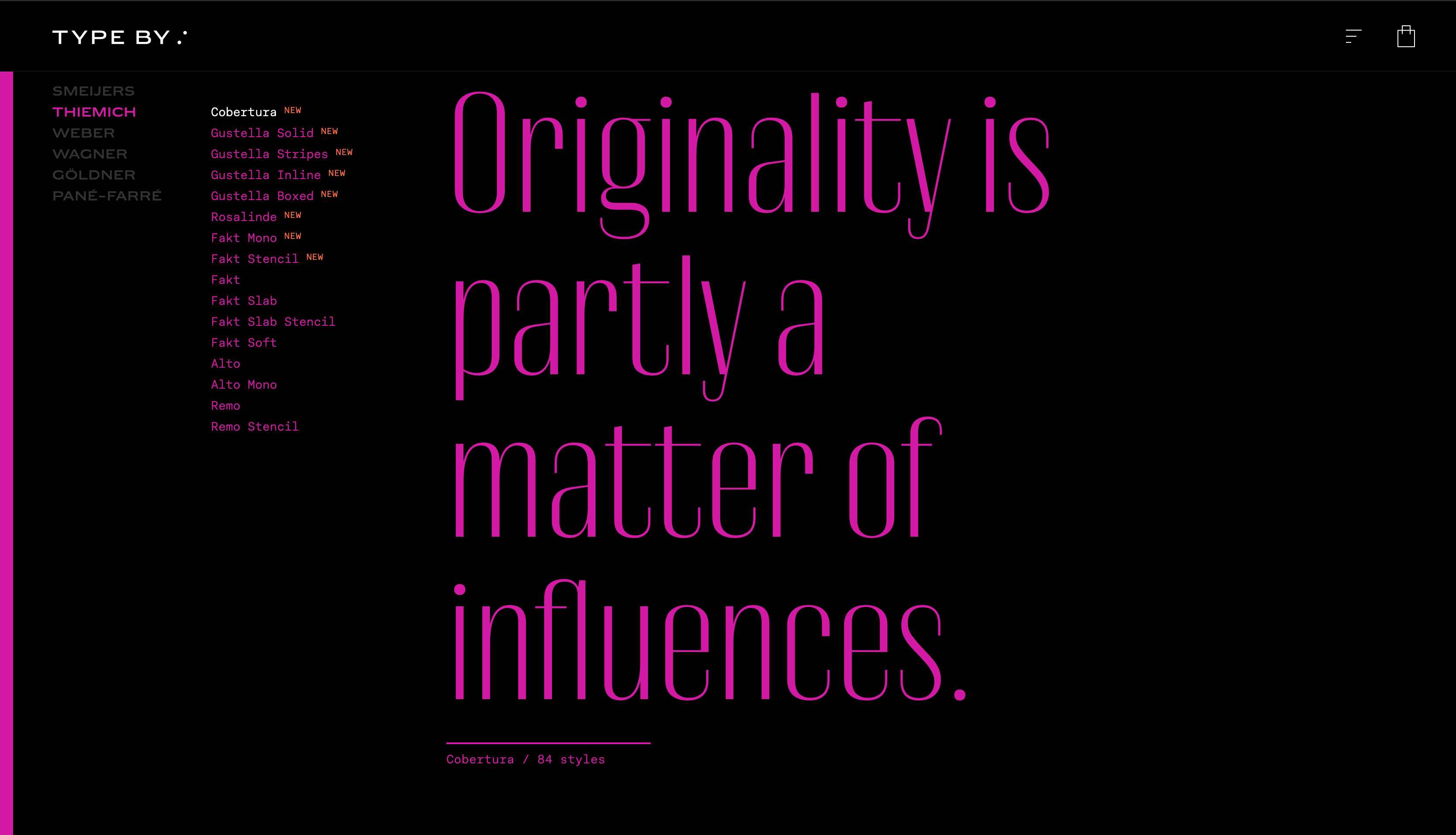 Una schermata del sito TypeBy Een screenshot van de TypeBy-site