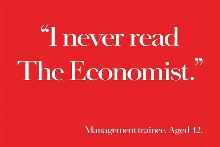 The Economist works by subtracting with a clear, ironic message that leaves no escape