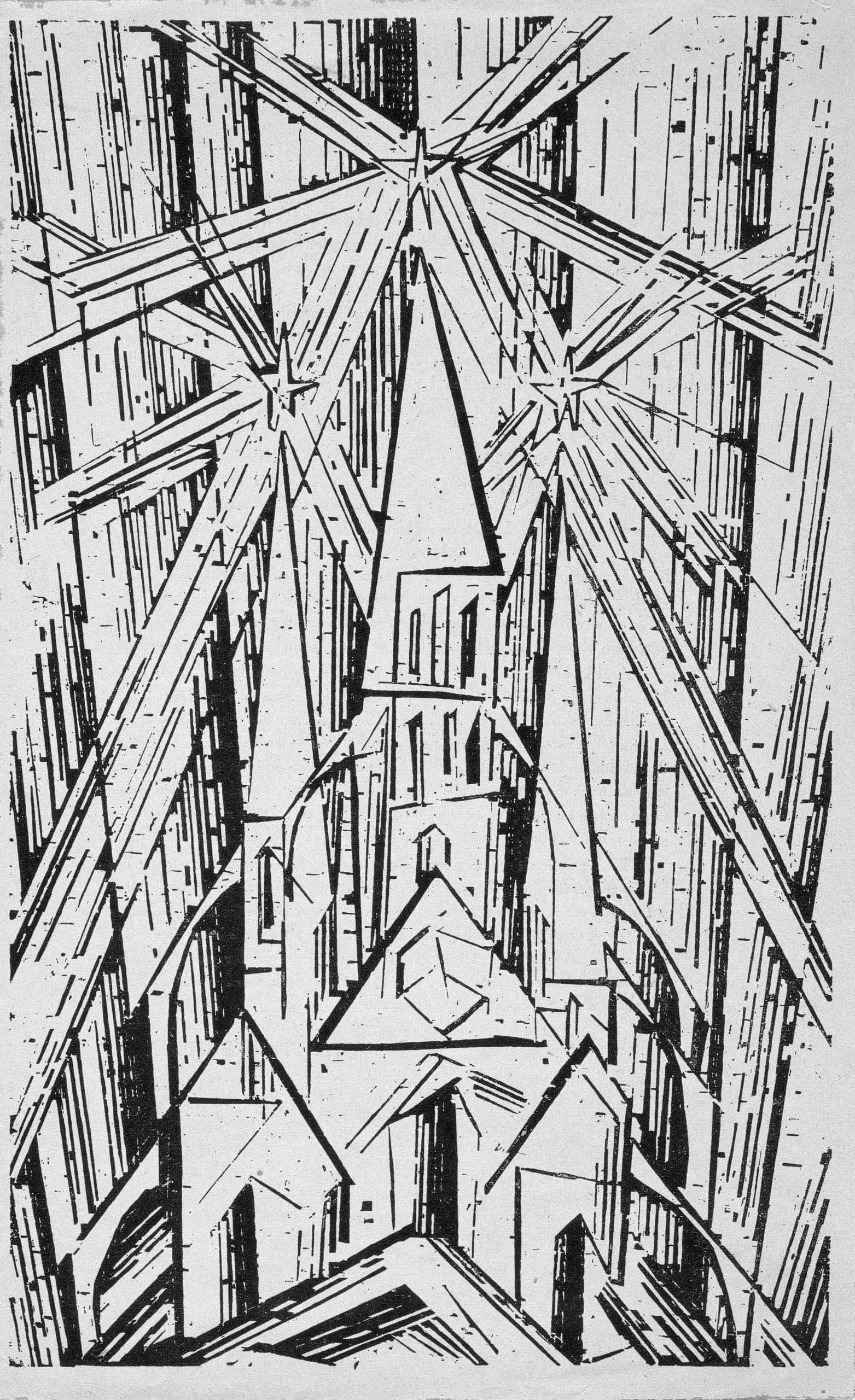 Lyonel Feininger, Cathédrale, Couverture pour le Manifeste et le Programme du Staatliche Bauhause, 1919, Bauhaus-Archiv Berlin