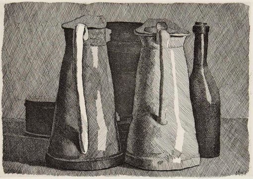 Giorgio Morandi, Nature morte aux cinq objets, 1956, eau-forte.