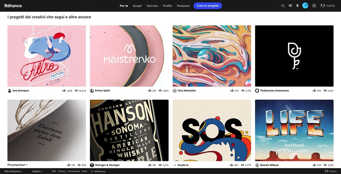 Behance: ecco come appare ai suoi utenti Behance: this is what it looks like to its users