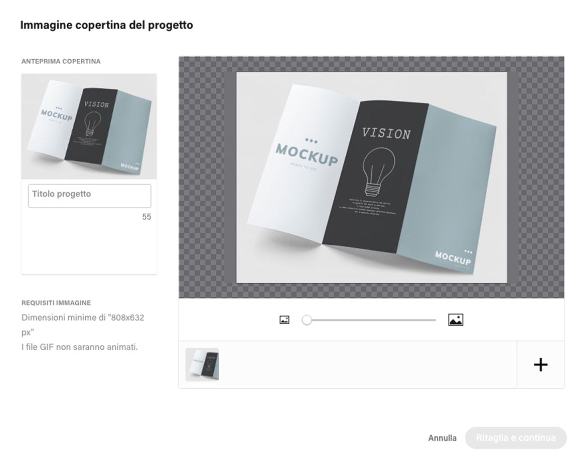Behance: scegliere l'immagine di copertina del progetto Behance: choosing the cover image for the project