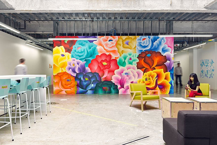The interiors at Facebook. Image credits: customspaces.com The interiors at Facebook. Image credits: customspaces.com