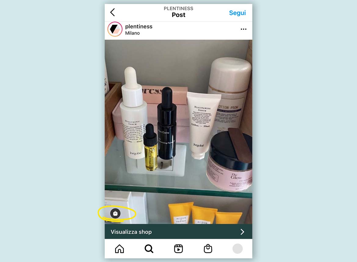 Exemple d'un post " shoppable " sur Instagram