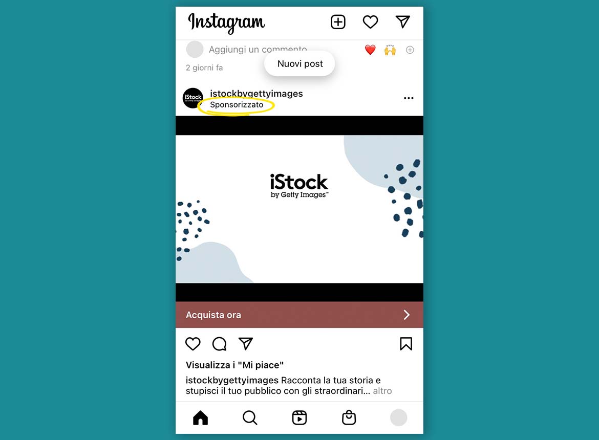 Un'immagine di contenuto sponsorizzato su Instagram Un'immagine di contenuto sponsorizzato su Instagram