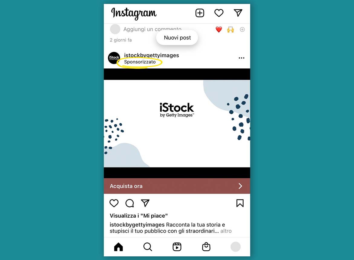 Un'immagine di contenuto sponsorizzato su Instagram