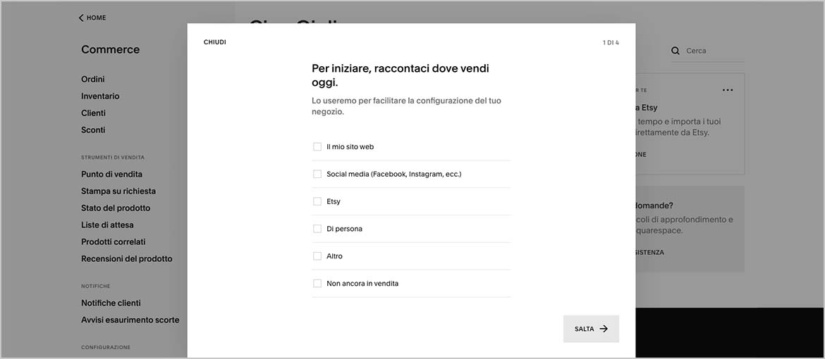 Impostare la sezione Shop del sito con Squarespace Impostare la sezione Shop del sito con Squarespace