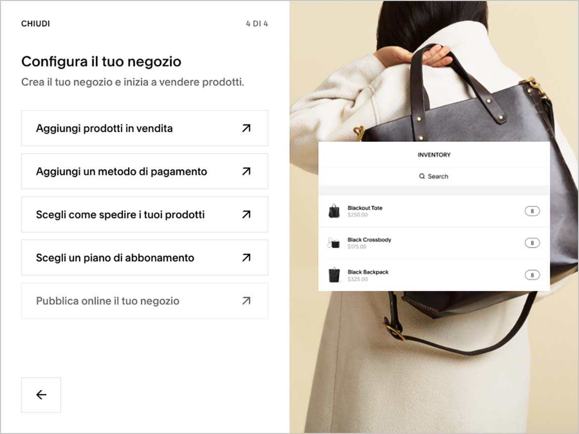 Configurare il negozio on line con Squarespace