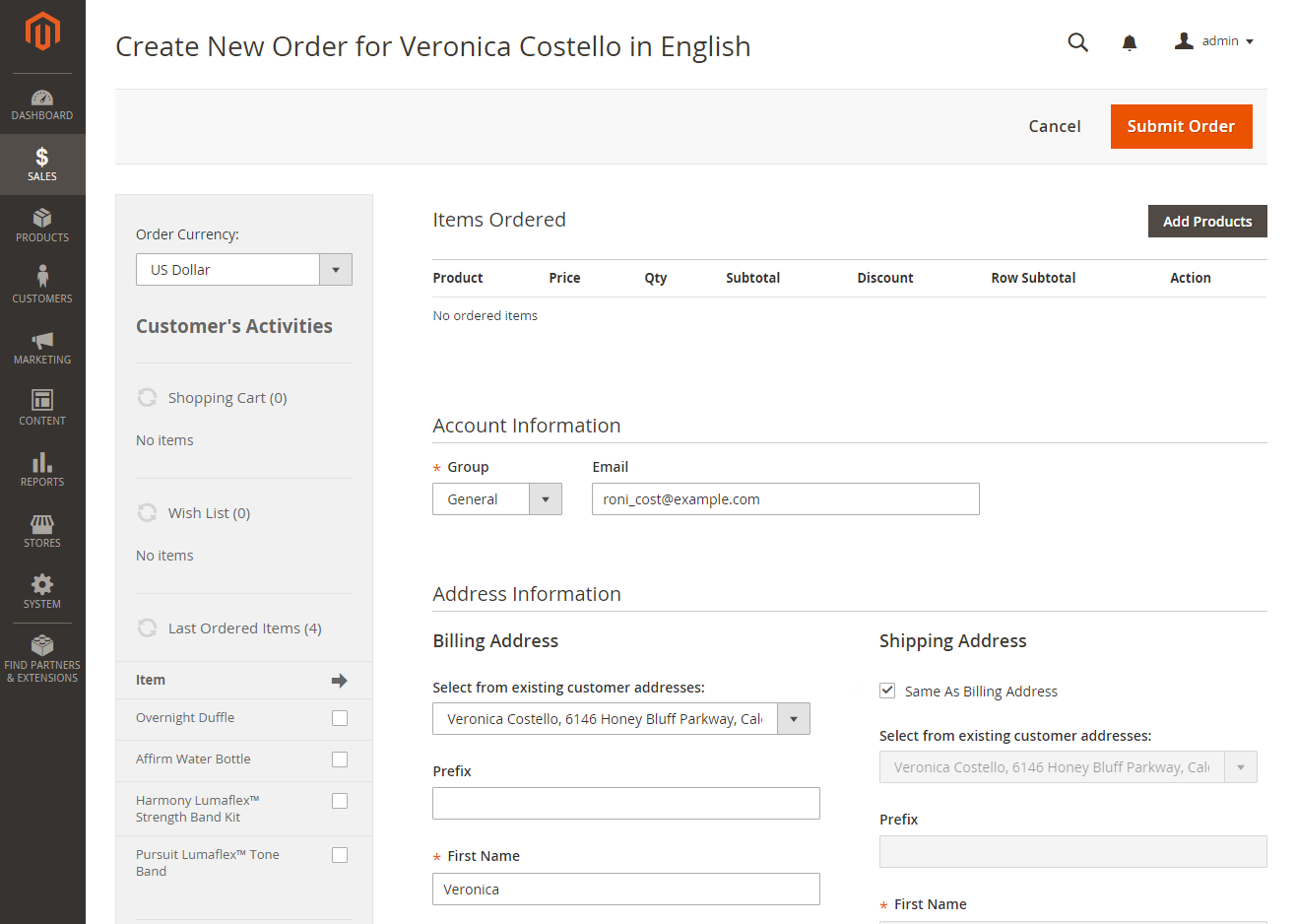 L’interfaccia di Magento ecommerce Magento e-handel: gränssnitt