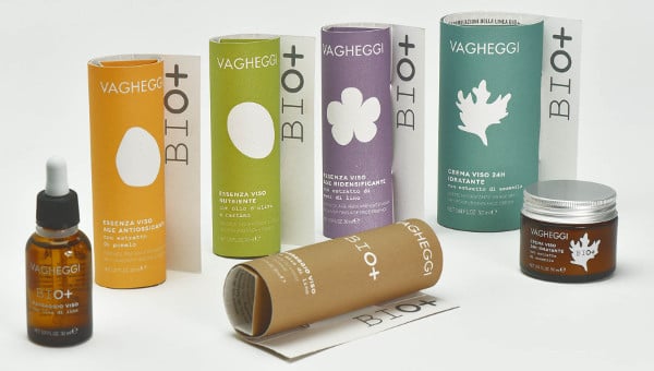 The packaging for the BIO+ cosmetics range made with Alga Carta. Copyright: Vagheggi