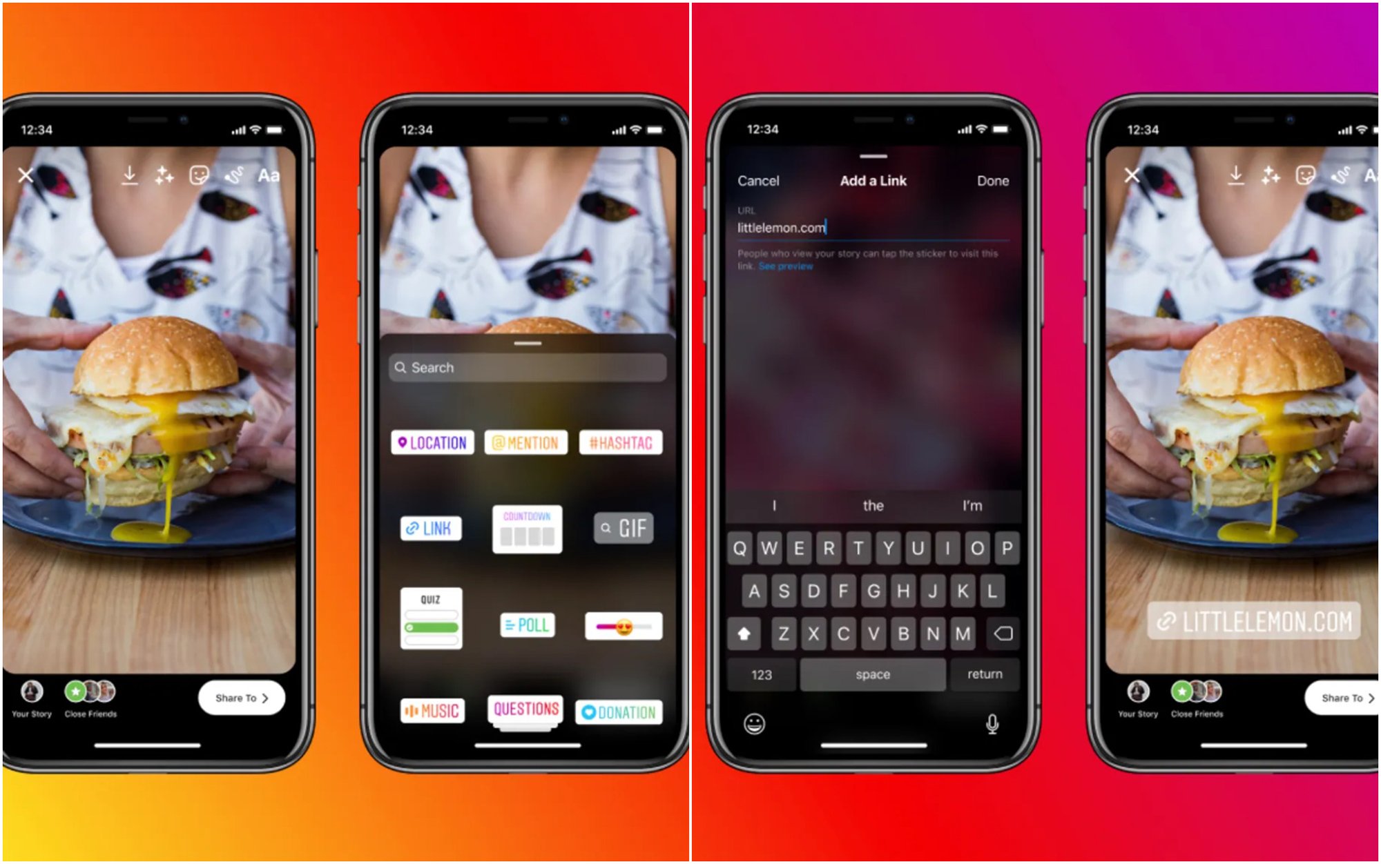 Esempio di effetti applicabili alle Instagram Stories