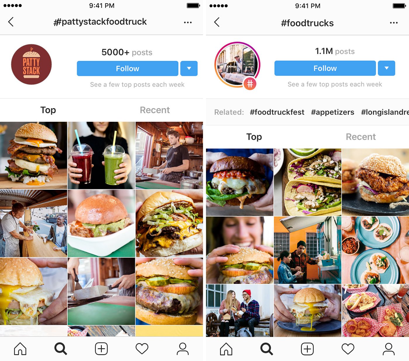Esempi di hashtag usati in una pagina instagram aziendale del settore food Het gebruik van hashtags op Instagram in de voedingssector