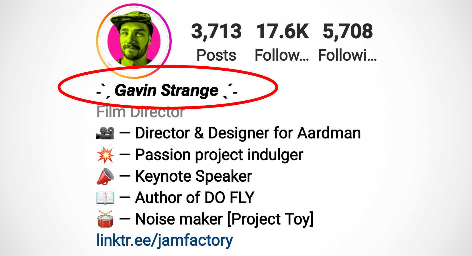 Biografia instagram di un designer creativo