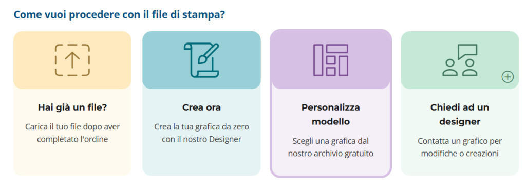 l'interfaccia utente della pagina web dedicata alla stampa delle etichette sul sito di Pixartprinting