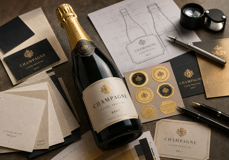 Etichette per Champagne: guida completa alla progettazione, stampa e personalizzazione